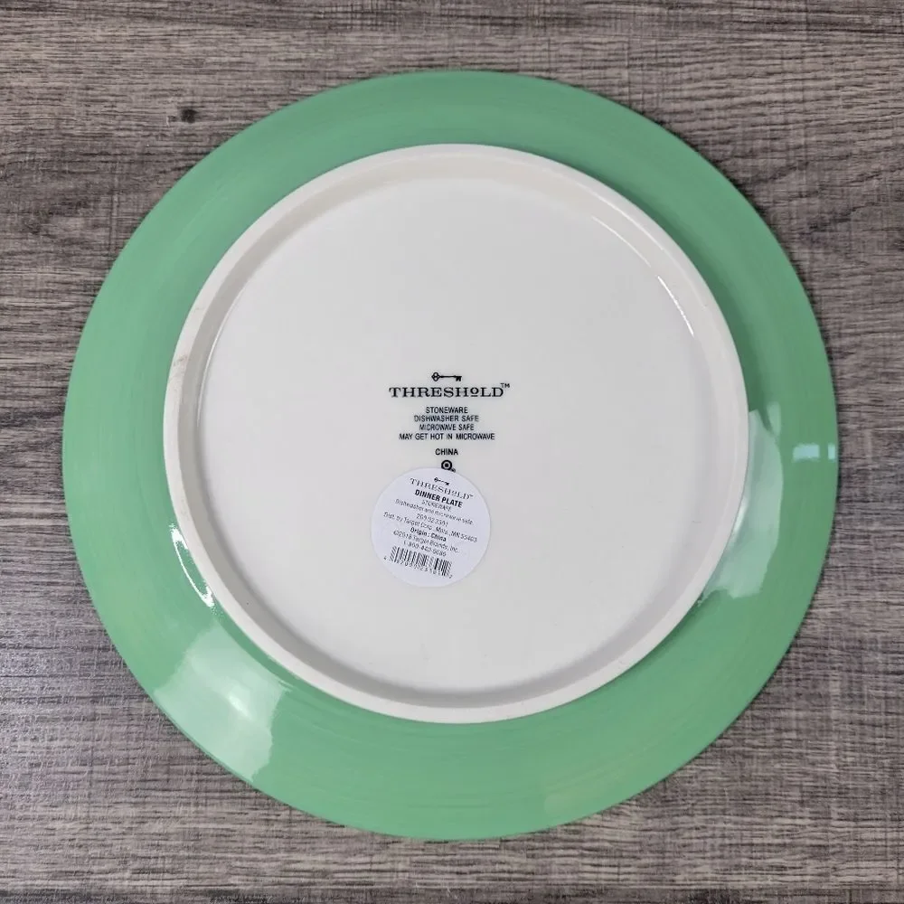 Threshold‎ White and Seafoam Green Floral and Bunny Pattern Easter Dinner Plate